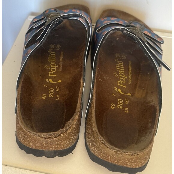 Papillio Birkenstock Blue Floral Triple Strap Sandals Women’s 9 EU 40 L9 M7 - Picture 4 of 6